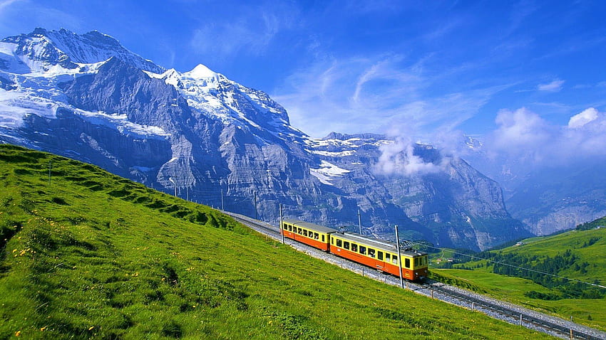 Красиви места за разглеждане - Берн Оберланд, Швейцария. Швейцария , Готини места за посещение, Места за разглеждане, Швейцарски влак HD тапет