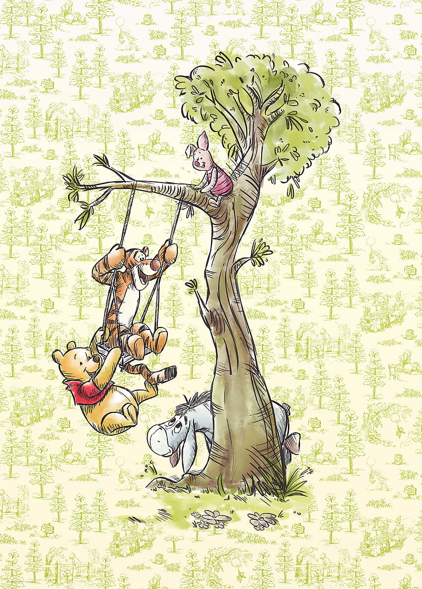Non Woven mural Winnie Pooh In The Wood (DX4 017) From Disney, Winnie the Pooh and Friends HD phone wallpaper