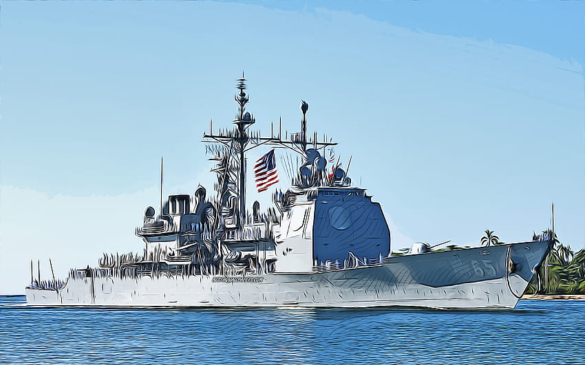 USS Chosin, , vector art, CG-65, guided-missile cruisers, United States Navy, US army, abstract ships, battleship, US Navy, Ticonderoga-class, USS Chosin CG-65 HD wallpaper