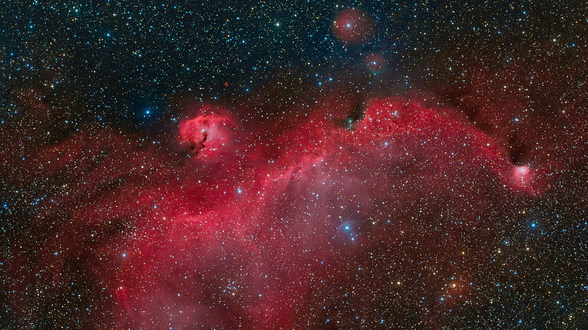Cahaya Merah Biru Nebula Bersinar Bintang Ruang Galaxy Ruang Latar Belakang Langit Gelap Wallpaper HD