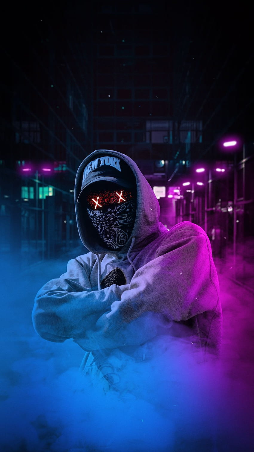 The mask guy, city, night, male HD phone wallpaper