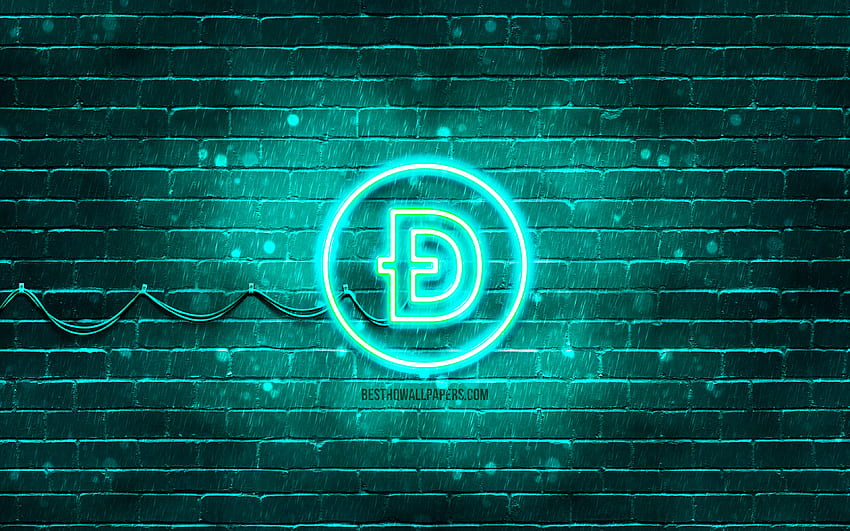 Logo pirus Dogecoin, , brickwall pirus, logo Dogecoin, mata uang kripto, logo neon Dogecoin, Dogecoin Wallpaper HD
