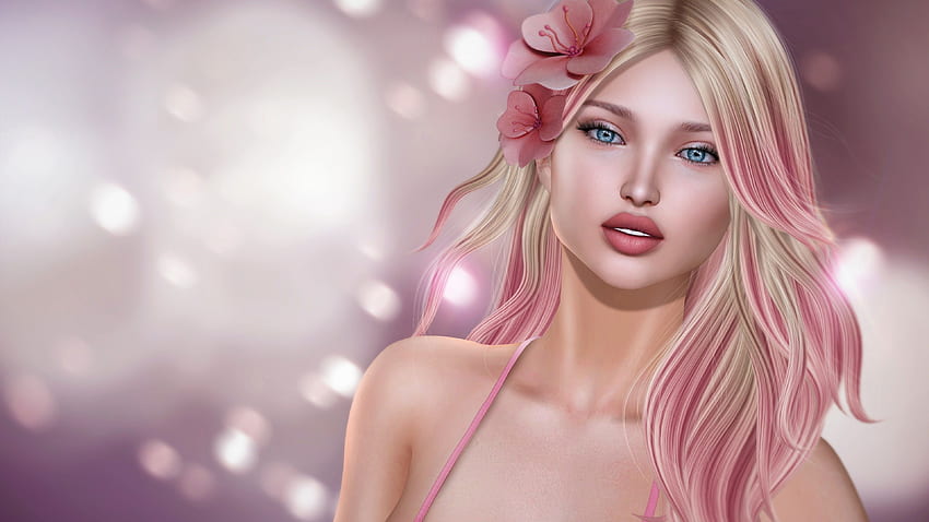 Pink Fantasy Blonde Girl, Female Futuristic HD wallpaper