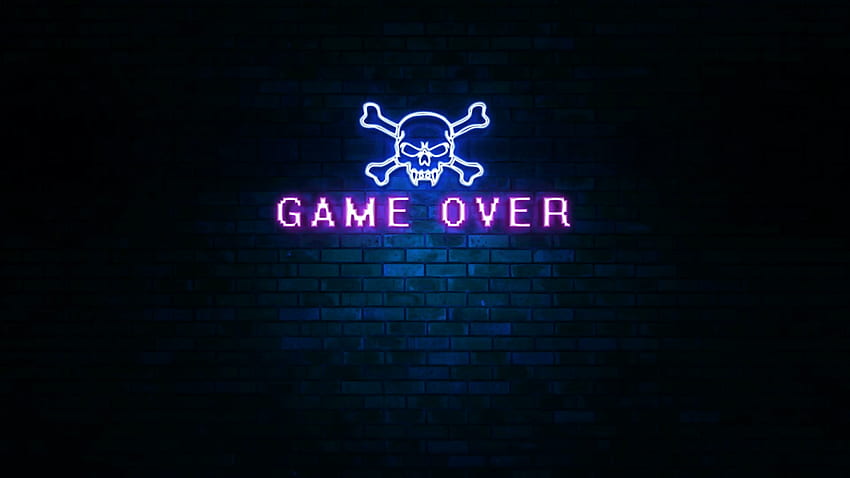 Animation of neon light sign with the words game over and shape HD wallpaper