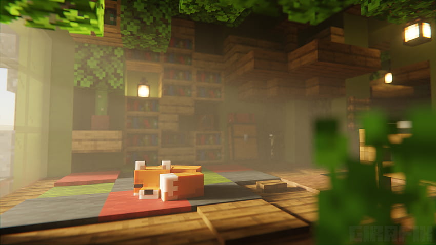 Just a sleeping fox: Minecraft HD wallpaper