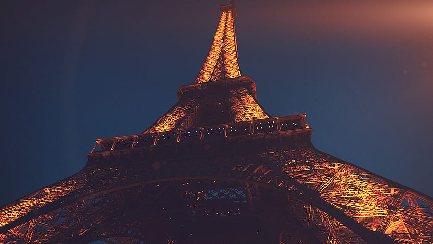for , laptop. eiffel tower paris france tour vacation city night flare, Midnight in Paris Computer HD wallpaper