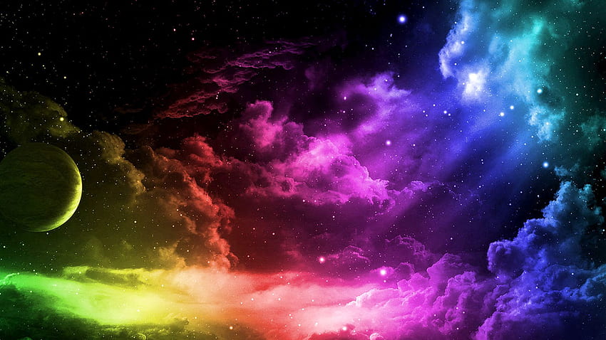 Background Colorful, Triangle Rainbow Space HD wallpaper