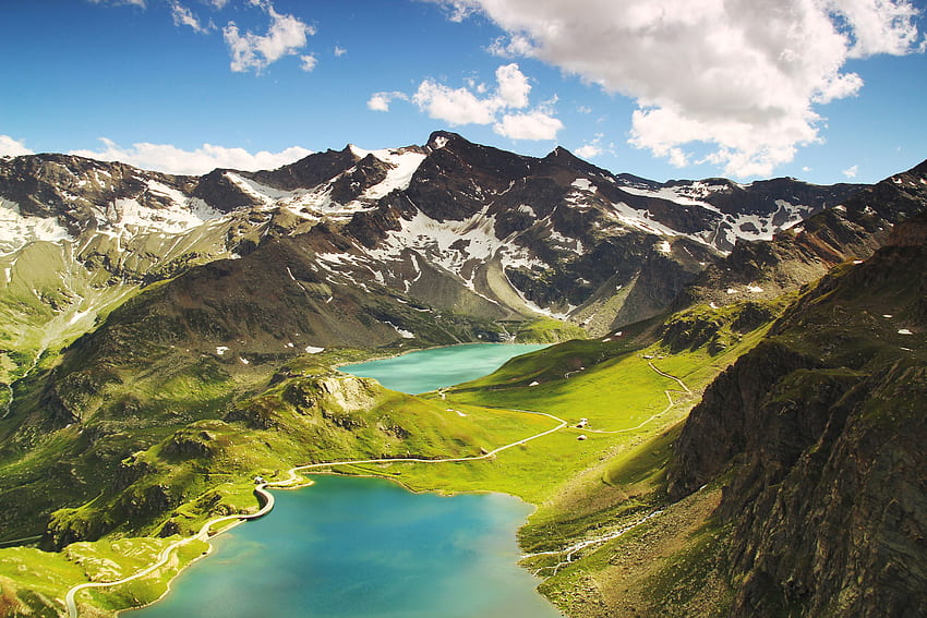 Aerial View of Mountain and Body of Water · Stock, Italian Alps HD wallpaper