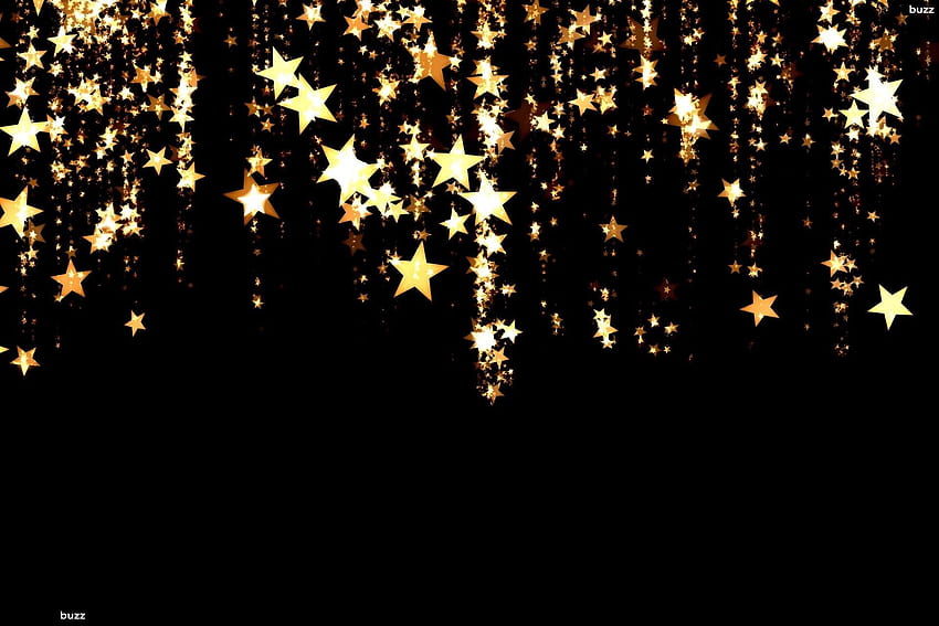 Data Src Gold Sparkly Star Black Background, Black e Gold Glitter papel de parede HD
