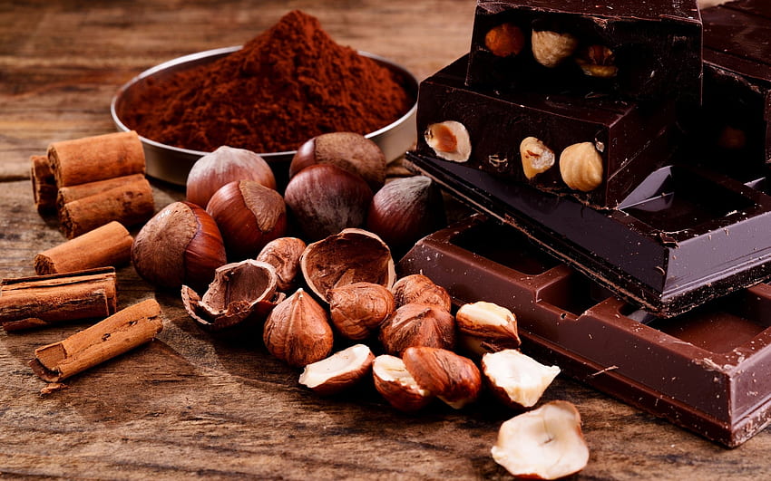 Chocolate walnut cinnamon hazelnut nuts dessert sweets . HD wallpaper