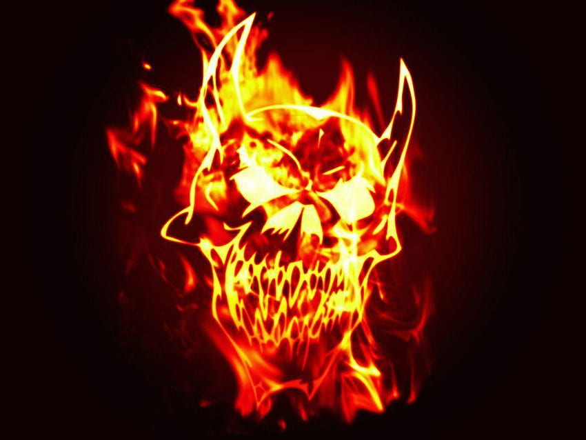 Crâne de feu, crâne de flamme rouge Fond d'écran HD