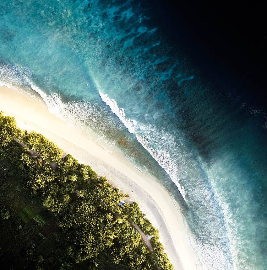 isla, vista aérea, playa, naturaleza fondo de pantalla del teléfono