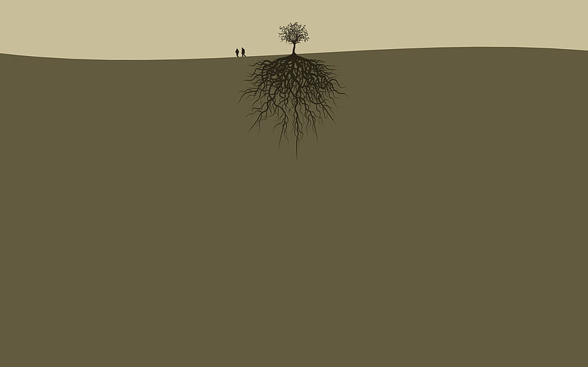 People, Wood, Couple, Pair, Tree, Minimalism, Land, Earth, Roots, Two HD wallpaper