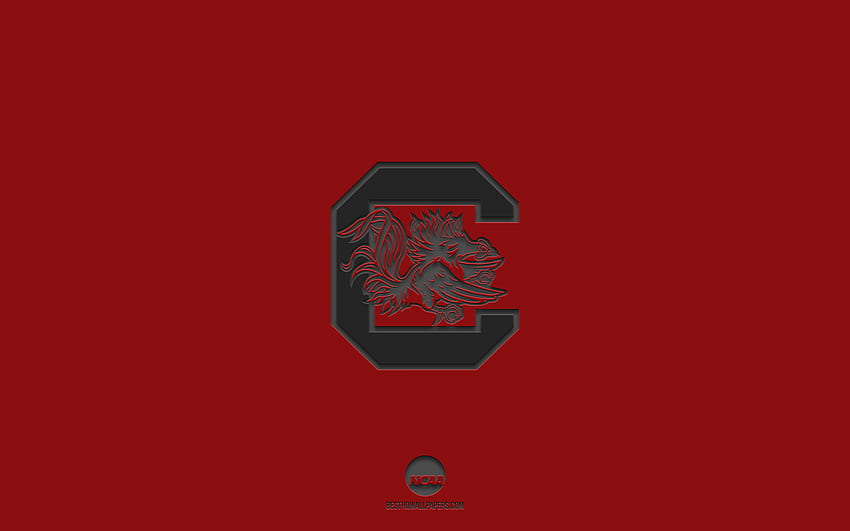 South Carolina Gamecocks, weinroter Hintergrund, American-Football-Team, South Carolina Gamecocks-Emblem, NCAA, South Carolina, USA, American Football, South Carolina Gamecocks-Logo HD-Hintergrundbild