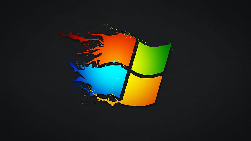 Logo Microsoft Windows 7 Microsoft Windows éclaboussures de peinture fond simple P Fond d'écran HD