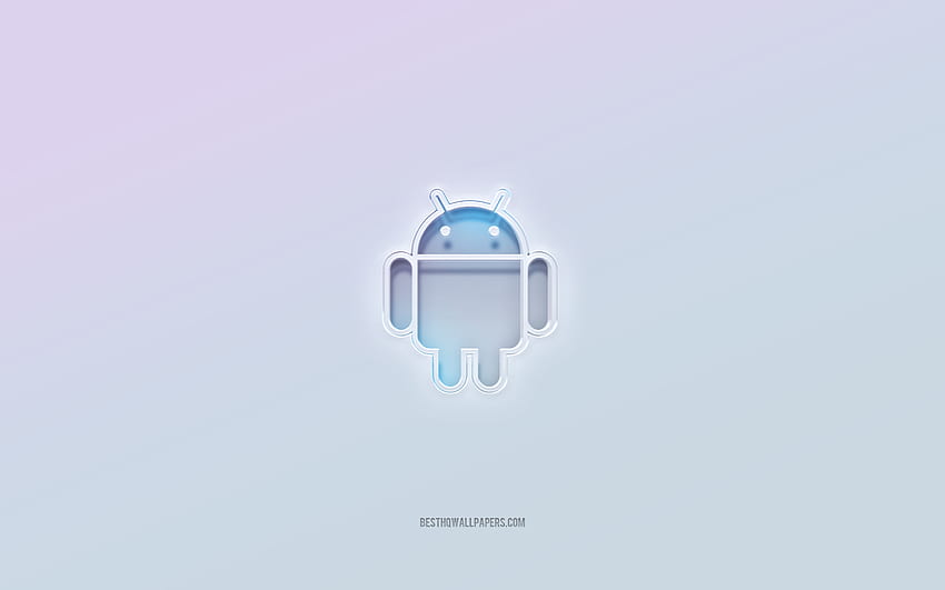 Android logo, cut out 3d text, white background, Android 3d logo, Android emblem, Android, embossed logo, Android 3d emblem HD wallpaper