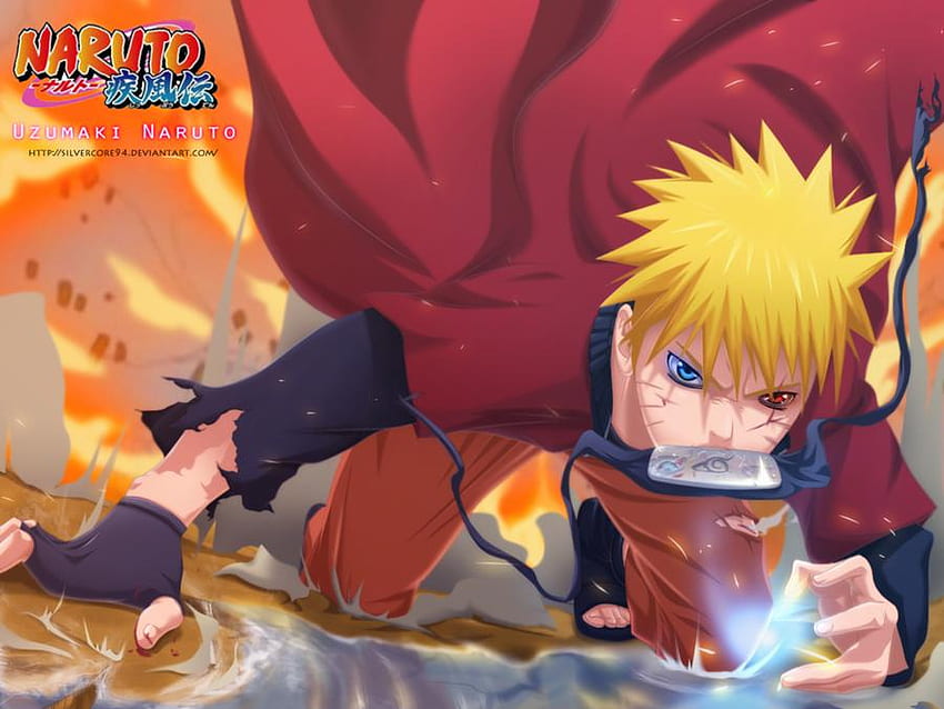 naruto sennin, kiuby, 빨강, sennin, 나루토, 파란 눈, 노란 머리 HD 월페이퍼