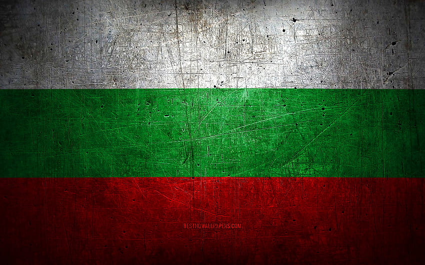 Drapeau bulgare en métal, art grunge, pays européens, jour de la Bulgarie, symboles nationaux, drapeau bulgare, drapeaux métalliques, drapeau de la Bulgarie, Europe, drapeau bulgare, Bulgarie Fond d'écran HD