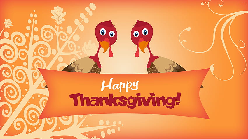 Two turkeys wishing you Happy Thanksgiving - Holiday HD wallpaper
