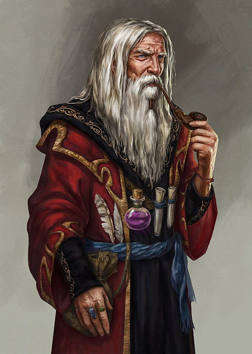 Merlin der Hofzauberer. Dungeons and Dragons-Charaktere, Fantasy-Zauberer, Charakterporträts, alter Zauberer HD-Handy-Hintergrundbild