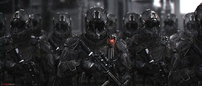 Soldados de ciencia ficción, soldado negro fondo de pantalla