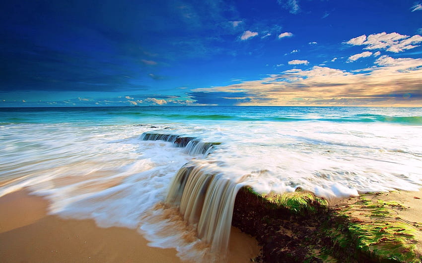 Alam, Air, Laut, Pantai, Tepian, Naik, Gelombang, Hari, Ketinggian Wallpaper HD