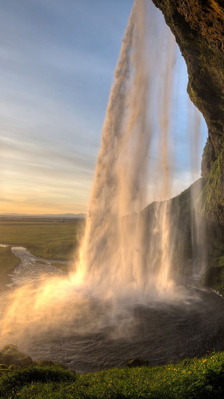 Seljalandsfoss Waterfall Исландия iPhone 6 Plus HD тапет за телефон