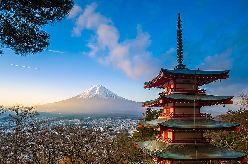 Япония, японска архитектура, китайска архитектура, пагода, небе, забележителност, Япония пагода HD тапет