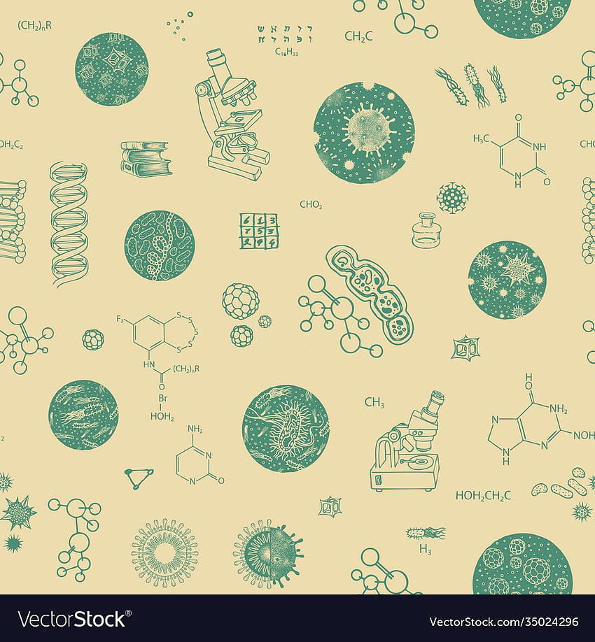 Seamless pattern on the theme of biology, medicine, genetics, biochemistry. Vector repeating background. Biology art, Biology background, Art, Aesthetic Biology HD phone wallpaper