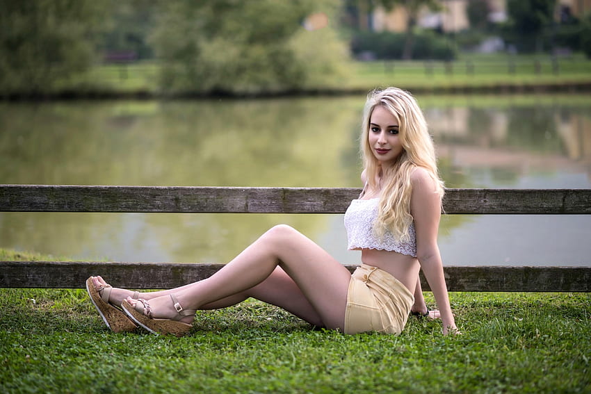 Summer Girl, draußen, Model, blond, Shorts HD-Hintergrundbild