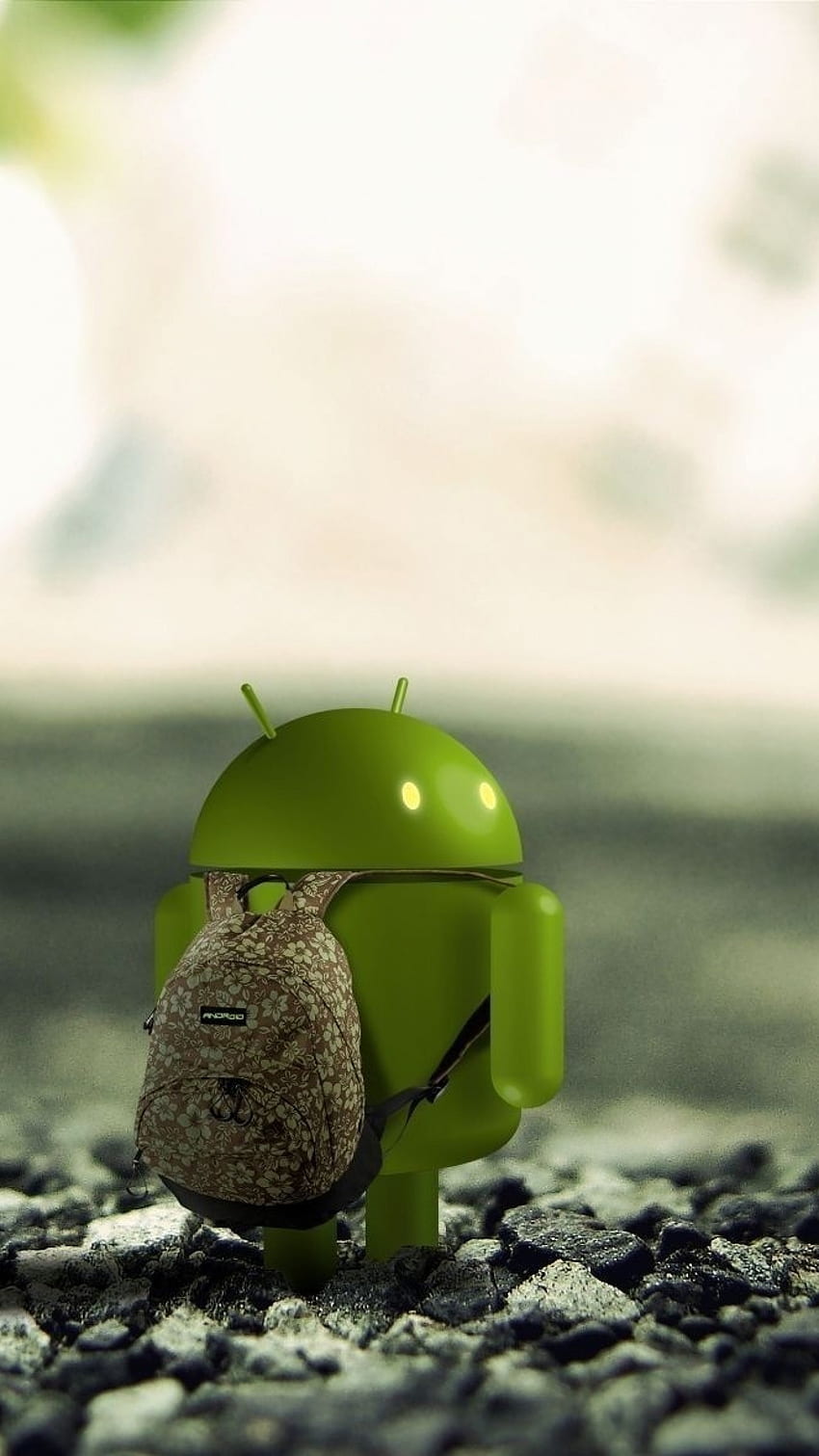android, robot, backpack, stones HD phone wallpaper