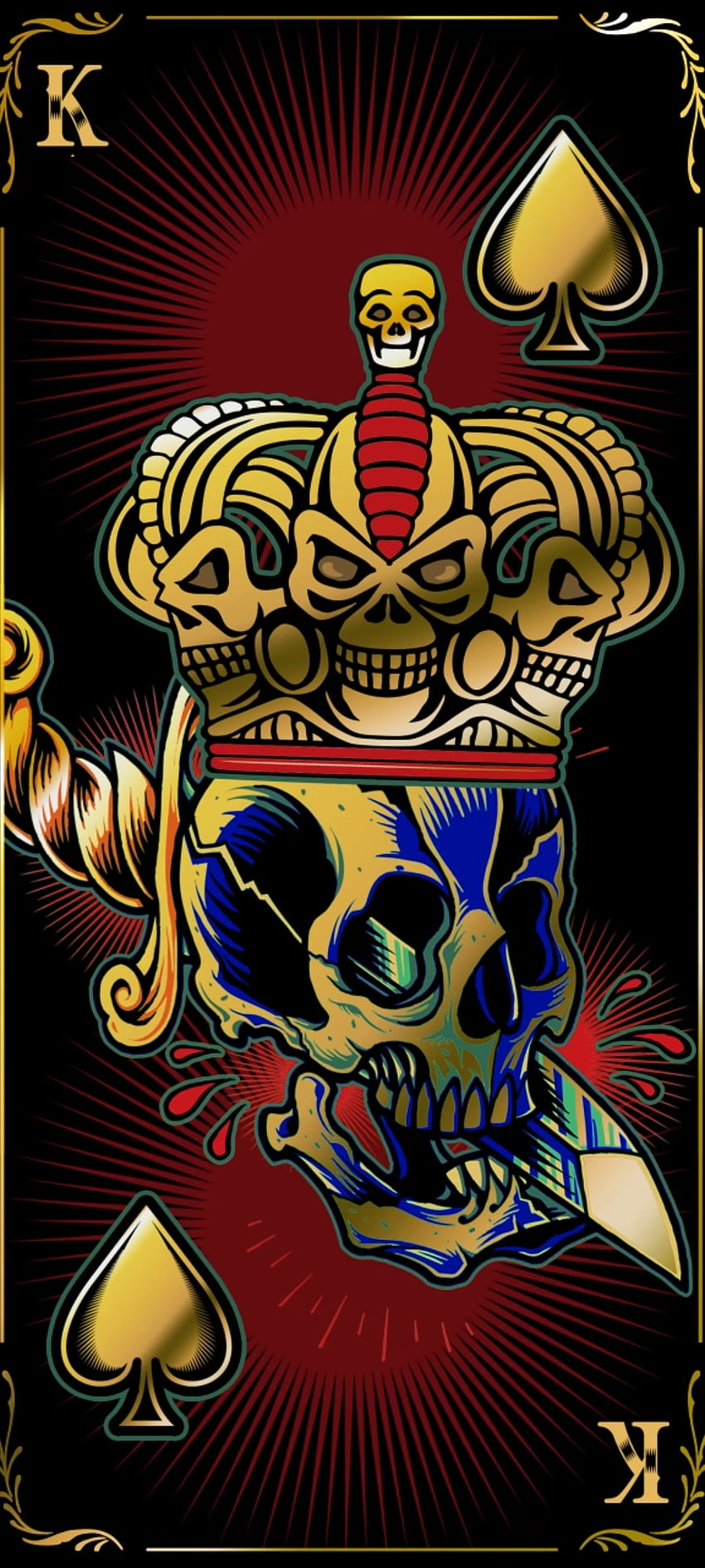 King of death card, head, art, premium, Alphabet K, Luxury, Skull HD phone wallpaper