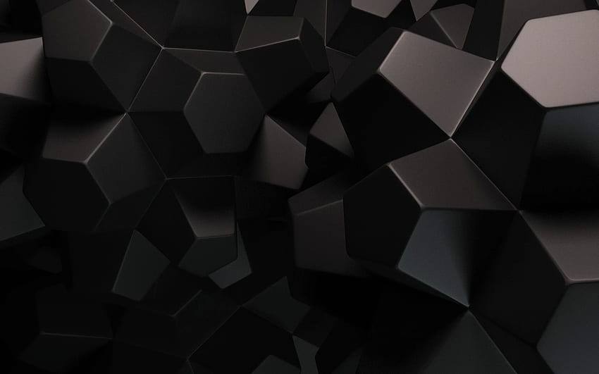 Black Dark Hexagons 3D Render HD wallpaper