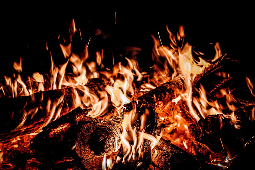 Fire, Bonfire, Dark, Flame, Sparks HD wallpaper