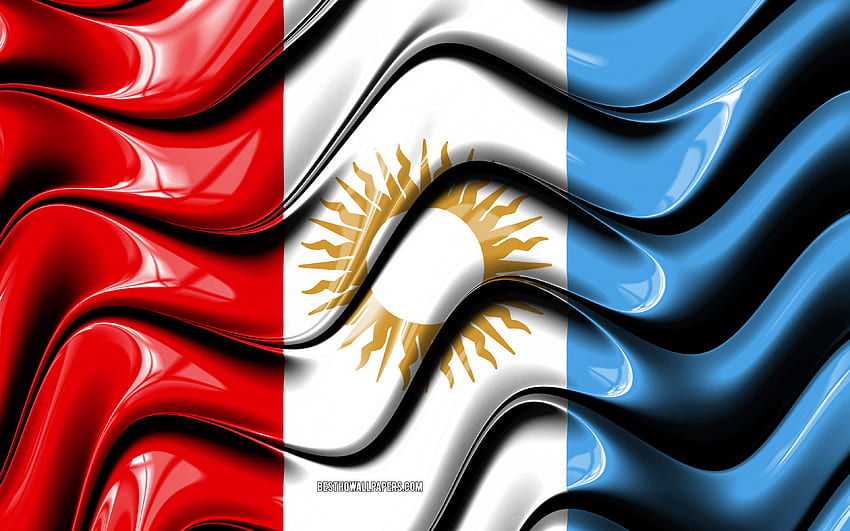 コルドバの旗、アルゼンチンの州、行政区、コルドバの旗、3D アート、コルドバ、アルゼンチンの州、コルドバの 3D 旗、ベルギー、南アメリカの解像度 . 高品質 高画質の壁紙