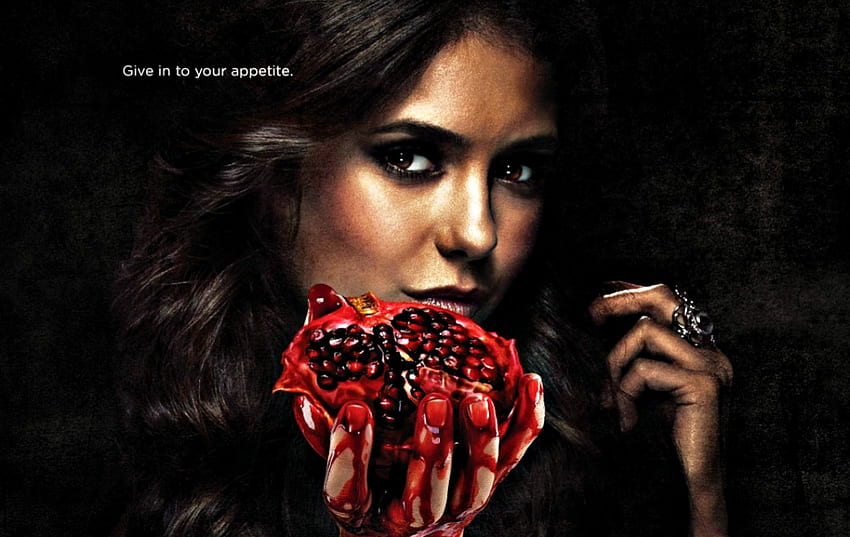 Дневниците на вампира (2009-), черно, момиче, нина добрев, актриса, жена, телевизионен сериал, фентъзи, червено, плодове, дневниците на вампира, кръв HD тапет