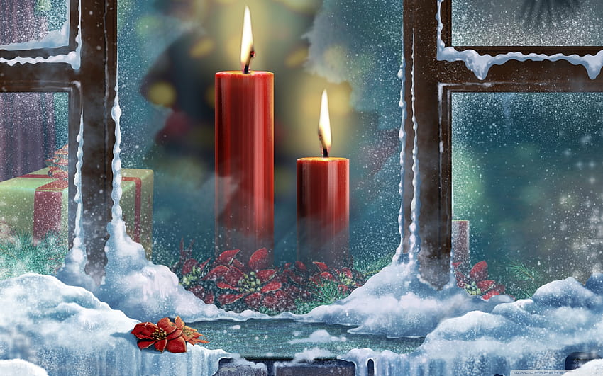 Feiertage, Neujahr, Weihnachten, Weihnachten, Kerzen HD-Hintergrundbild