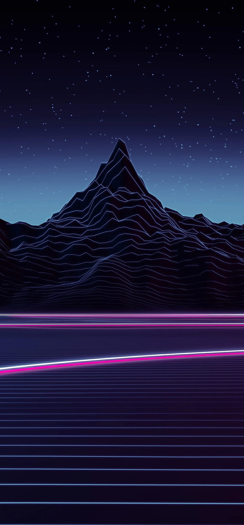 Synthwave, Landscape, Neon Light, Mountain, Retrowave for Samsung Galaxy Note 20 Ultra, 1440x3088 HD phone wallpaper