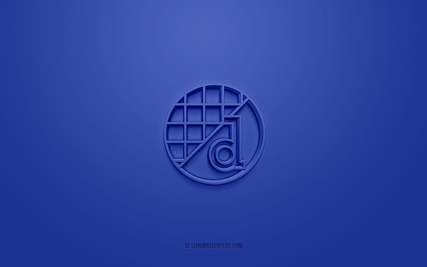 GNK Dinamo Zagrzeb, kreatywne logo 3D, niebieskie tło, Druga HNL, godło 3d, chorwacki klub piłkarski, chorwacka druga liga piłkarska, Zagrzeb, Chorwacja, grafika 3D, piłka nożna, logo GNK Dinamo Zagrzeb 3d Tapeta HD