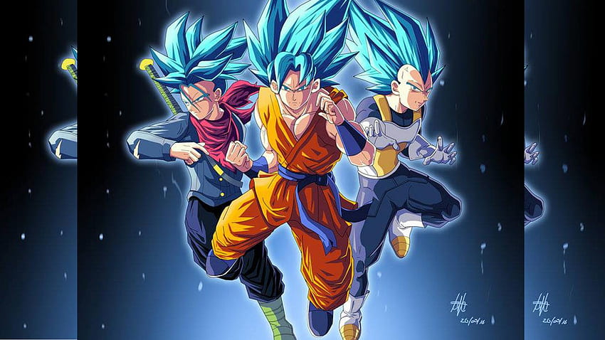 Wallpaper black goku and trunks, dragon ball super, anime desktop