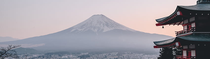 ทิวทัศน์เมืองภูเขาไฟฟูจิประเทศญี่ปุ่น 7680 X 2160 วอลล์เปเปอร์ HD
