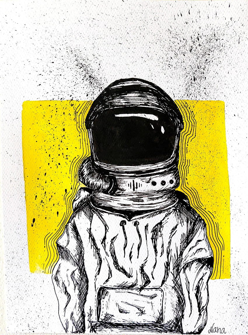 Kız arkadaşımın yaptığı, harika görünen bir çizim. : Dikey, Uyuşuk Astronot HD telefon duvar kağıdı