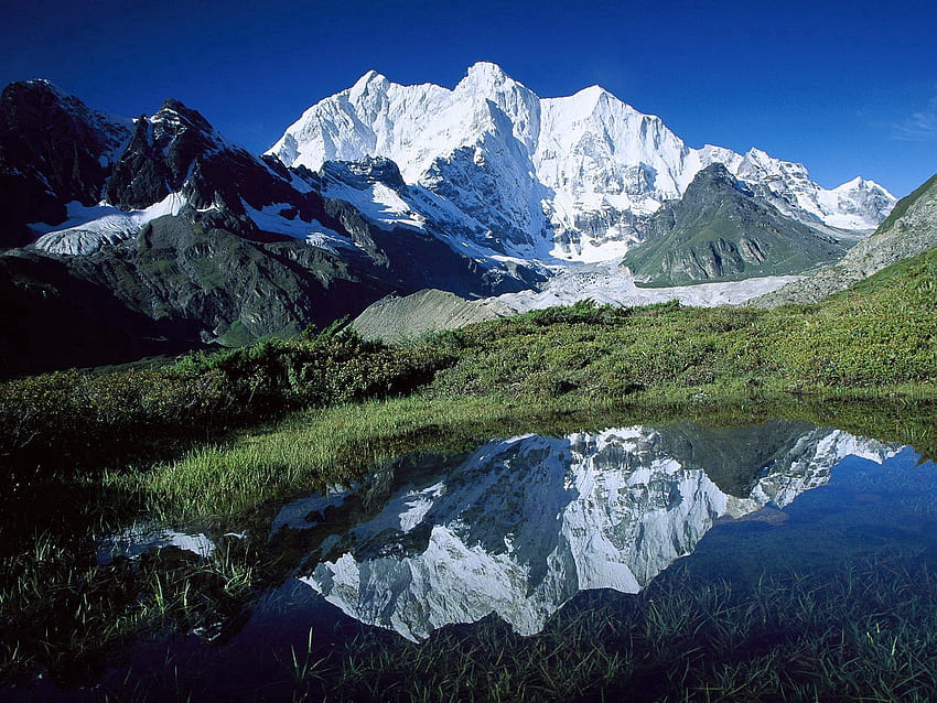 Nature, Mountains, Vertex, Top, Lake, Reflection, Tibet HD wallpaper
