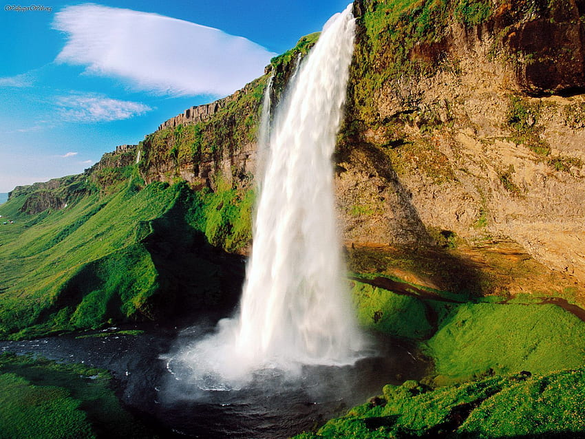 自然: セリャラントスフォスの滝、アイスランド、nr。 25493 高画質の壁紙