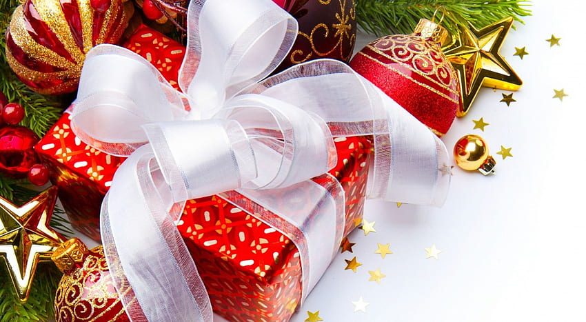 * GIFT FROM MY LOVE *, happy new year, holiday, merry christmas, box, ribbon, with love, gift, christmas time HD wallpaper