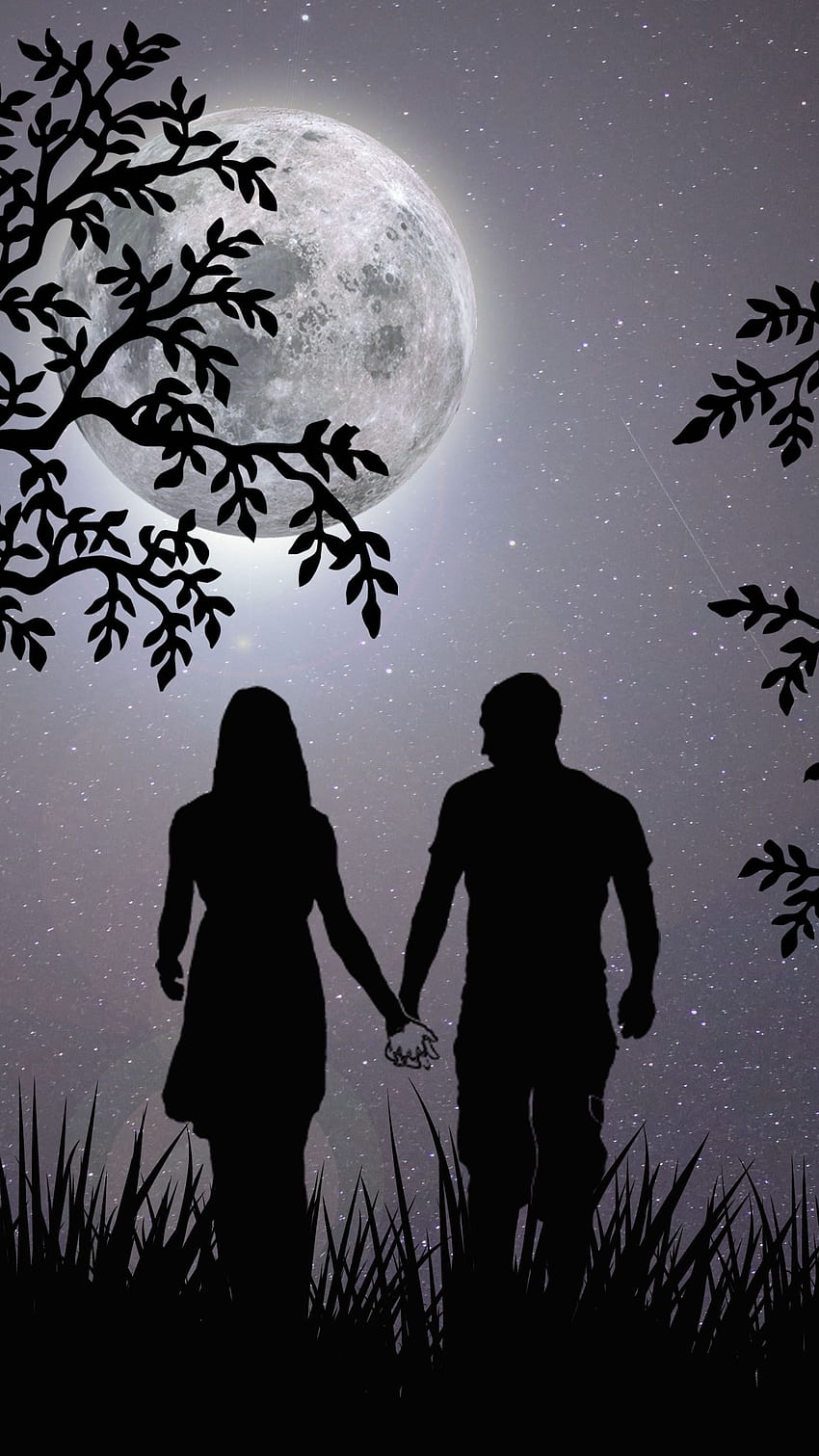 Lovers Moon, Couple, Night, Love HD phone wallpaper | Pxfuel