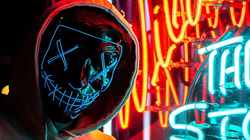 Neon mask man hood light , background Full , TV, F HD wallpaper | Pxfuel