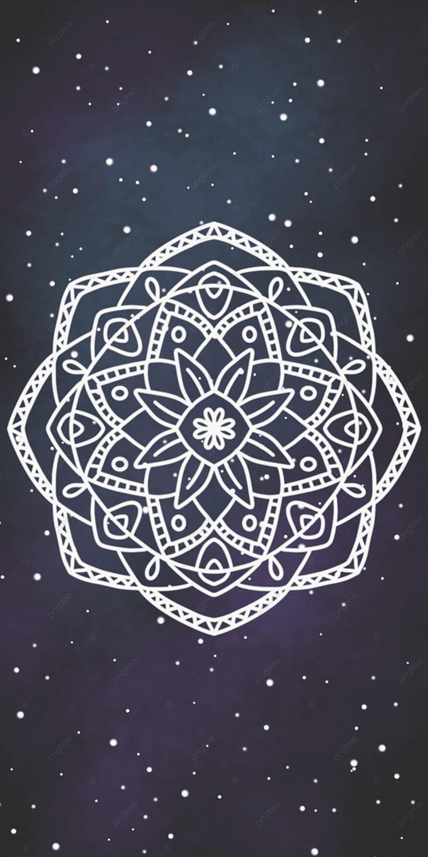 Dunkler Weltraum-Himmel mit weißem Umriss-Mandala-Hintergrund, Mandala, indisches Mandala, Mandala-Telefon-Hintergrund für, hinduistisches Mandala HD-Handy-Hintergrundbild