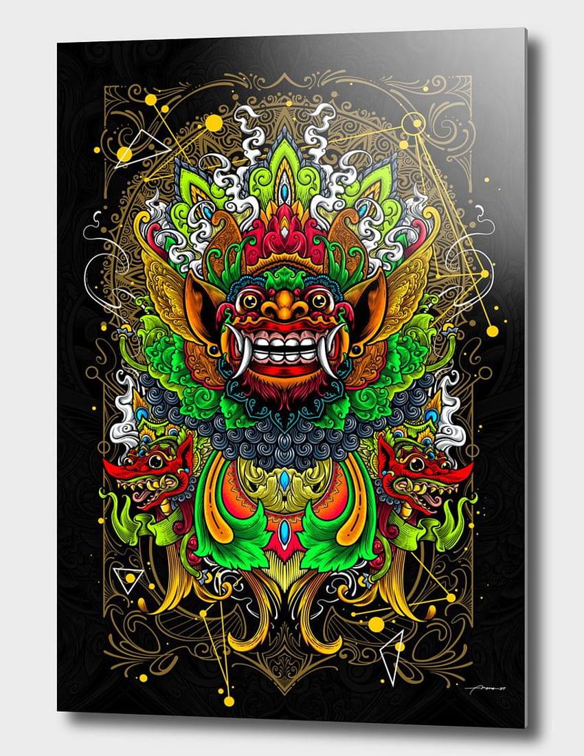 Barong and Rangda Balinese Mask in neon color. vector illustration 7717757  Vector Art at Vecteezy