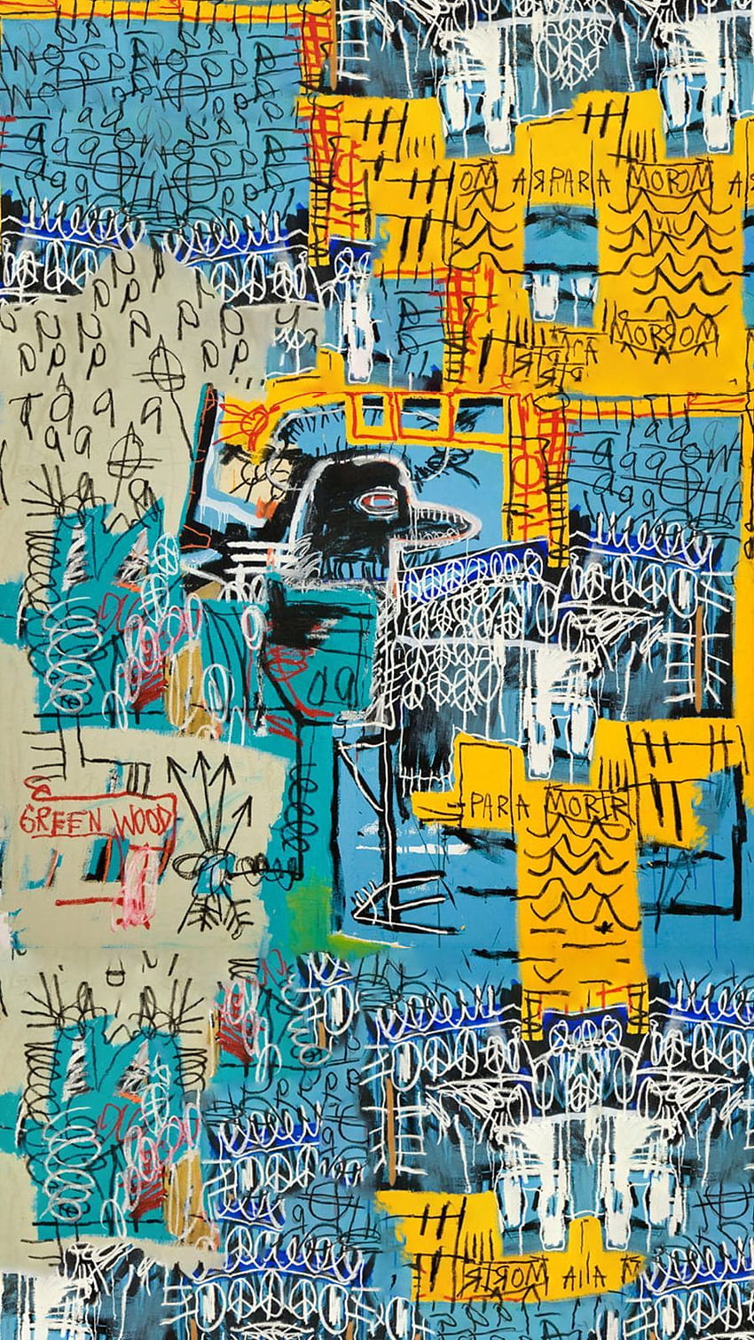 Vogel auf Geld-Basquiat-Telefon, Basquiat-Krone HD-Handy-Hintergrundbild